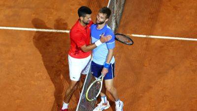 Novak Djokovic - Corentin Moutet - Novak Djokovic hit in head by bottle after beating Corentin Moutet in Rome - rte.ie - France - Serbia - Italy